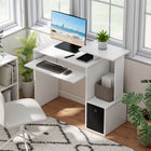 HOMCOM - Bureau d'ordinateur avec plateau à clavier coulissant - 39,25 po L x 15,75 po l x 34 po H - blanc-La plateforme supérieure latérale est idéale pour les imprimantes et autres équipements de bureau