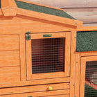 PawHut - Clapier à deux niveaux pour lapins, maison pour petits animaux avec enclos, toit - orange-Assemblage requis 