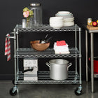 Trinity – Chariot chromé à 3 tablettes EcoStorage certifié NSF (TBFZ-0902)-Placage écologique (fabrication ne libérant aucune particule de chrome toxique dans l’environnement)