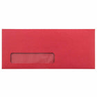 JAM Paper #10 Enveloppes à fenêtre commerciales - 4,125" x 9,5" - Rouge recyclé - Paquet de 50-Couleur : Enveloppes commerciales rouges avec fenêtre