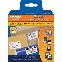 Brother - Étiquettes d'expédition DK1202 - 4 po x 2 3/7 po-Étiquettes en papier prédécoupées blanches avec texte noir