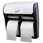 Scott Pro - Distributrice de papier hygiénique de grande capacité (44519) quatre rouleaux de papier Scott et Cottonelle - Blanche-Le système sans mandrin de grande capacité signifie que vous pouvez remplacer le papier hygiénique moins souvent et réduire les déchets sans mandrin à jeter