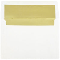 JAM Paper Enveloppes avec revêtement intérieur et fermeture gommée, 5 1/2 x 8 1/8 po, blanc avec intérieur doré, paq./100-Blanc avec intérieur doré