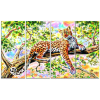 Designart – Guépard attentif, imprimé sur toile, 4 panneaux (PT2428-271)-Impression