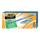 BIC – Stylos à bille Round Stic – 0,7 mm – bleu – paquet de 12-Pointe résistante en carbure écrit facilement à travers le papier carbone