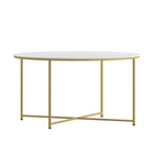 Flash Furniture - Table à café blanche de la collection Hampstead avec cadre doré mat-Dessus épais de .5 pouce