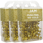 JAM Paper – Punaises, or brillant, 3 paquets de 100, total de 300 (222419051g)-Or brillant