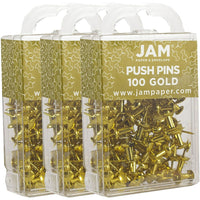 JAM Paper – Punaises, or brillant, 3 paquets de 100, total de 300 (222419051g)-Or brillant