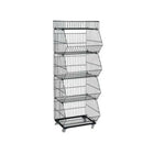 Eddie's - Rack à bacs à quatre niveaux - 57 po H x 19-3/4 po l x 17-1/4 po P - Noir-Rack à bacs