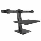 Rocelco - Station de travail à trois moniteurs à hauteur réglable avec port de charge USB - Noir-Construit en aluminium léger