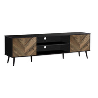 Monarch Specialties - 2781 Meuble Tv - 72 po L/Noir Avec 2 Portes Simili-Bois-Ce meuble TV contemporain de 72 pouces, fini en stratifié marron et noir et soutenu par des pieds robustes en bois noir, donne une image moderne et captivante dans un salon, une chambre à coucher ou un espace de bureau