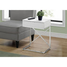 Monarch Specialties - 3470 Table D'Appoint - 24 po H/Blanc Lustre/Metal Chrome-Un grand tiroir avec une poignée simple et discrète en métal chromé