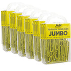 JAM Paper – Trombones géants, jaune, 6 paquets de 75, total de 450 (42182236g)-Jaune