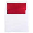 JAM Paper Enveloppes carrées avec revêtement intérieur et fermeture gommée, 6 x 6 po, blanc avec intérieur rouge, paq./100-Blanc avec intérieur rouge