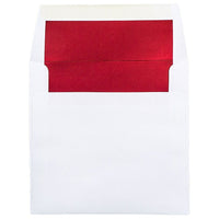 JAM Paper Enveloppes carrées avec revêtement intérieur et fermeture gommée, 6 x 6 po, blanc avec intérieur rouge, paq./100-Blanc avec intérieur rouge