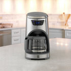 Kenmore - Elite Cafetière programmable de 12 tasses avec filtre-Carafe en verre allant au lave-vaisselle et exterieur en acier inoxydable noir et attrayant facile à nettoyer