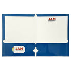 JAM PaperMD – Chemise scolaire à 3 trous et à 2 pochettes, plastifiée et lustrée, bleu, 25/paquet-Capacité : 200 feuilles