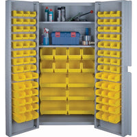 KLETON – Armoires à combinaison à portes creuses, 98 bacs, jaune-Robuste et entièrement soudée de calibre 16, armoire à combinaison bac/tablette