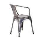 Nicer Furniture - fauteuil industriel empilable de style Tolix A - gris acier - paquet de 4-21,3 larg. x 27,5 haut. x 18,9 prof. (po)