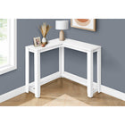 Monarch Specialties - 3656 Table D'Appoint Console De Coin 36 po L - Blanc-Le style contemporain de cette table d'entree est ideal pour les petites maisons, les condos ou les appartements.