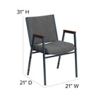 Flash Furniture – Chaise empilable grise à motifs robustes à revêtement et accoudoirs Hercules rembourrée de 3 po-Coussins profilés