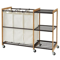 Chariot à linge à 3 sacs bronze TRINITY EcoStorage avec roulettes (TBFPBR-2101C)-Trois (3) sacs à linge de 36 cm de larg. x 23 cm de prof. x 61 cm de haut. (14 po de larg. x 9 po de prof. x 24 po de haut.) - Sacs 100 % coton / Prérétréci / Lavable à la machine
