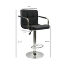 Nicer Furniture - tabouret de bar hydraulique pivotant Hexagrid avec bras - noir - 2 pièces-La base est en acier chromé durable. Un repose-pieds de style barre offre un confort maximal avec un design chic