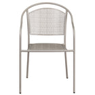 Chaise de patio avec accoudoirs et dossier arrondi, intérieur/extérieur, gris pâle (CO-3-SIL-GG)-Chaise de jardin empilable