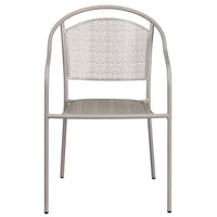 Chaise de patio avec accoudoirs et dossier arrondi, intérieur/extérieur, gris pâle (CO-3-SIL-GG)-Chaise de jardin empilable