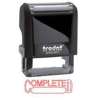 Trodat - Timbre autoencreur Printy 4911 sans incidence sur le climat, « COMPLETED », rouge-Timbre de qualité supérieure avec encre non toxique à base d'eau