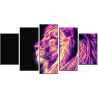 Designart – Art imprimé sur toile, lion violet faisant le guet, 5 panneaux (PT2464-373)-Impression