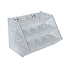 Azar Displays – Plateau à 3 étages et 12 compartiments pour comptoir, panneau perforé ou rainuré, transparent (223012)-Plateau à 12 compartiments