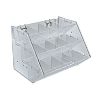 Azar Displays – Plateau à 3 étages et 12 compartiments pour comptoir, panneau perforé ou rainuré, transparent (223012)-Plateau à 12 compartiments