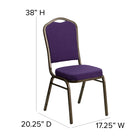 Flash Furniture – Chaise banquet empilable Hercules à dossier couronne avec cadre au fini doré et tissu violet, 4/pqt-Cadre en acier de calibre 16
