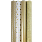 Jam Paper Papier emballage de première qualité, couleurs variées, Everything Gold, 4/paquet (368532532)-Papier d’emballage cadeau