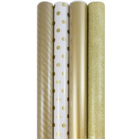 Jam Paper Papier emballage de première qualité, couleurs variées, Everything Gold, 4/paquet (368532532)-Papier d’emballage cadeau