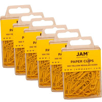 JAM Paper – Trombones standard, jaune, 6 paquets de 100, total de 600 (2183756g)-Jaune