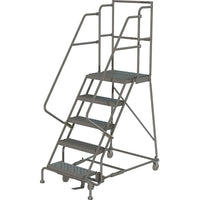 Tri-Arc Manufacturing – Escabeau roulant avec marche supérieure profonde; 50 po haut.; 5 marches; 24 po larg. (KDSR105242-D2)-Nombre de marches : 5