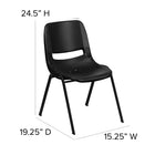 Flash Furniture – Chaise ergonomique Hercules, empilable, cadre noir, siège de 14 po, noir-Rails de double soutien
