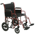 Drive Medical - Fauteuil de transport bariatrique avec repose-pieds rabattables, rouge, largeur d'assise de 20 po-Rouge, acier