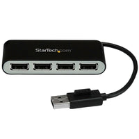 StarTech ® Concentrateur USB 2.0 portable à 4 ports avec câble intégré (ST4200MINI2)-Boîtier compact et léger à faible encombrement idéal pour le voyage ou le placement sur votre bureau