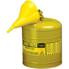 JustriteMD – Bidon de sécurité de type I avec entonnoir, 2,5 gal, 11 3/4 x 11 1/2 po, jaune-Les bidons de sécurité de type I sont conçus avec un seul bec pour remplir et verser toutes sortes de liquides inflammables