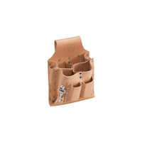 POCHETTE OUTILS CUIR 8 POCHES, COUTEAUX, Cuir, Havane, Nbre de pochettes - 8, Porte-outil multiple, 6 3/4" X 9 3/4"-1