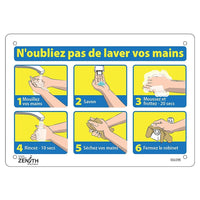 Zenith - Enseigne avec pictogramme - N'oubliez pas de lavez vos mains - 7" x 10" - Aluminium-N'oubliez pas de lavez vos main