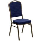 Flash Furniture – Chaise banquet empilable à dossier couronne, siège 2,5 po, doré, tissu bleu, 4/bte (FDC01GVS0810)-Capacité de poids de 500 lb