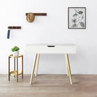 Danawares - Bureau Moderne avec Rangement - Blanc-Sous le dessus du bureau se trouve un miroir! Fermoir a air pour fermer sécuritairement le couvert