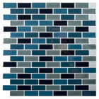 CTG Brands – Carreaux muraux « pelez et collez », mini carrés de métro, 10 po x 10 po, sarcelle/gris/noir, paq./6-Ensemble : livré dans une boîte de 6 feuillets de carreaux muraux de qualité supérieure, adaptés aux surfaces lisses et propres