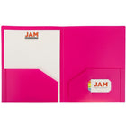 JAM Paper Chemise de présentation 2 pochettes, rose fuchsia, 9 x 12 po, clair, 12/paq.-2 pochettes