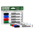 Dixon - Marqueurs effaçables à sec - pointe biseautée - couleurs assorties - paquet de 4-Pointe biseautée