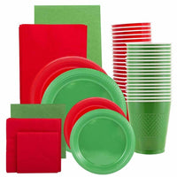 JAM Paper - Assortiment de fournitures de fête - Rouge et vert - 12 Articles/ensemble-Assortiment de six fournitures de fête jetables rouges et six vertes
